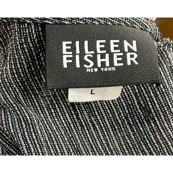Vintage Eileen Fisher Pinstripe Maxi Dress black white Cottagecore Lagenlook - Picture 7 of 8